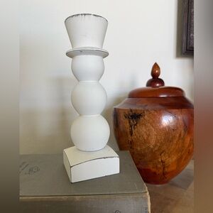 8.5” Harp Design Co Wooden Candlestick Snowman